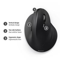 Hama Ergonomische muis USB Optisch Zwart 6 Toetsen 1000 dpi, 1400 dpi, 1800 dpi Ergonomisch - thumbnail