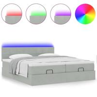 Ottoman bed met matrassen en LED's 180x200cm fluweel lichtgrijs - thumbnail