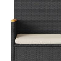 Tuinbank 3-zits met kussens poly rattan zwart - thumbnail