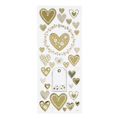 Creotime stickers hartjes goud 10 x 24 cm 33-delig