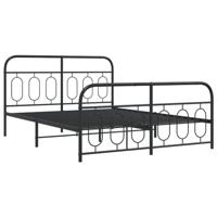 Bedframe met hoofd- en voeteneinde metaal zwart 140x190 cm - thumbnail