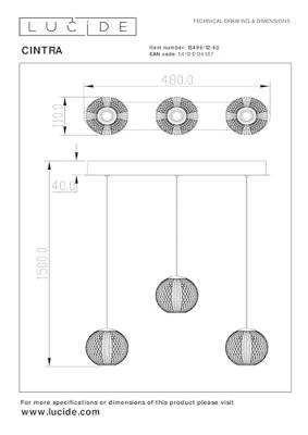 Lucide CINTRA - Hanglamp - LED Dimb. - 3x4,7W 2700K - Transparant Lucide CINTRA - Hanglamp - LED Dimb. - 3x4,7W 2700K - Transparant