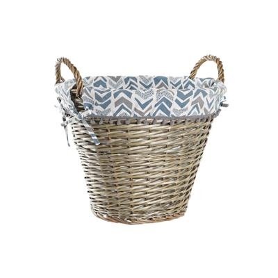 Decoratieve Mand DKD Home Decor Blauw Wit vlechtwerk 44 x 44 x 42 cm
