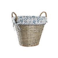 Decoratieve Mand DKD Home Decor Blauw Wit vlechtwerk 44 x 44 x 42 cm - thumbnail