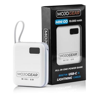 MOJOGEAR MINI GO 10.000mAh powerbank met kabels - Wit