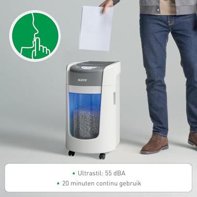 Leitz IQ OptiMax Home Office 225 papiervernietiger Microversnippering 58 dB Grijs, Wit