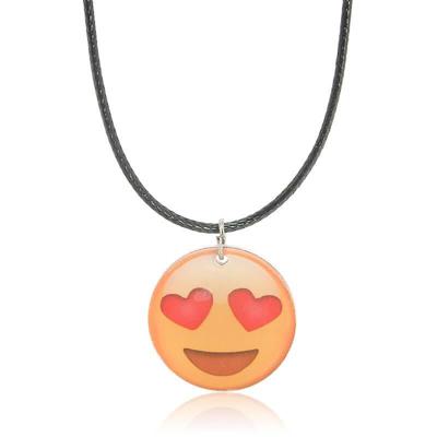 Emoji ketting met leren bandje - Heart Eyes