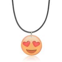 Emoji ketting met leren bandje - Heart Eyes - thumbnail