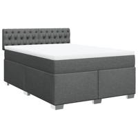 Boxspring met matras stof donkergrijs 140x200 cm - thumbnail