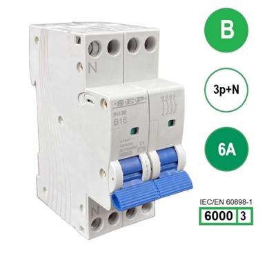 SEP krachtstroom installatieautomaat 6A INS36-3NB06 inst. 3p+n B6 6kA (36mm) 3101643006