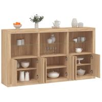 Dressoir met LED-verlichting 181,5x37x100 cm sonoma eikenkleur - thumbnail