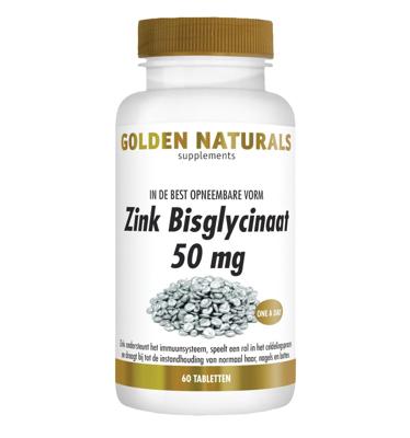 Golden Naturals Zink Bisglycinaat 50 mg Tabletten