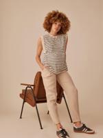 Zwangerschapsbroek van katoengaas in paperbag-stijl ENVIE DE FRAISE zandbeige - thumbnail