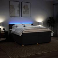 Boxspring met matras stof zwart 200x200 cm - thumbnail