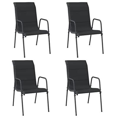 Tuinstoelen 4 st staal en textileen zwart