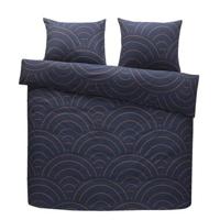Comfort dekbedovertrek Sendai grafisch - blauw/caramel - 200x200/220 cm - Leen Bakker - thumbnail