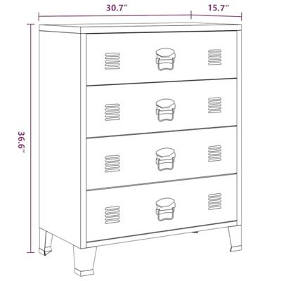 Ladekast industrieel 78x40x93 cm metaal antracietkleurig