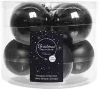 Docoris kerstballen glas 8st zwart 7cm - thumbnail