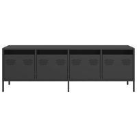 Tv-meubel 202x39x43,5 cm koudgewalst staal zwart - thumbnail