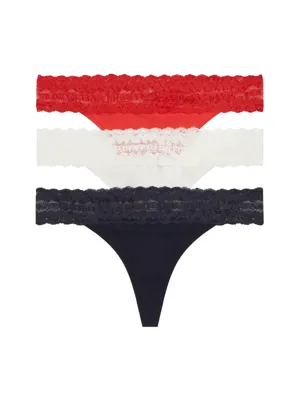 Tommy Hilfiger 3-Pack Dames Strings - Thong - Kant