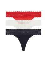 Tommy Hilfiger 3-Pack Dames Strings - Thong - Kant - thumbnail