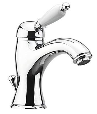 Wastafelmengkraan Sapho Kirké Wit Retro 1-hendel Gebogen 18.2 cm Chroom (incl. clickwaste)