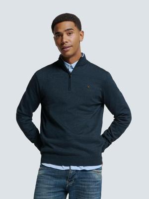 No- Excess Pullover Half Zip 2 Coloured Melange Trui 037 Navy