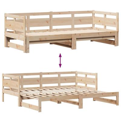 Slaapbank met onderschuifbed en lades zonder matras 90x200 cm