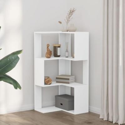 Boekenkast 3-laags hoek 50x50x102 cm bewerkt hout wit - thumbnail