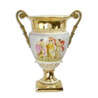 Bronzen urn van porselein met twee handvaten - thumbnail
