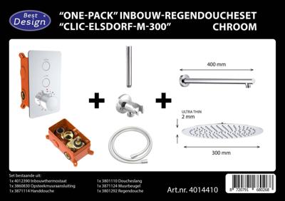 Best Design Regendoucheset One Pack Inbouw Thermostaat Elsdorf M300 Chroom Best Design Regendoucheset One Pack Inbouw Thermostaat Elsdorf M300 Chroom