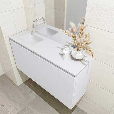 MONDIAZ OLAN 100cm toiletmeubel talc. LEX wastafel talc links geen kraangat