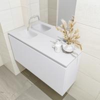 MONDIAZ OLAN 100cm toiletmeubel talc. LEX wastafel talc links geen kraangat - thumbnail
