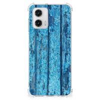 Motorola Moto G73 Stevig Telefoonhoesje Wood Blue - thumbnail