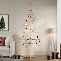 Kerstdecoratie kerstboom 210 cm massief grenenhout - thumbnail