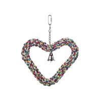 Nobby Cage Toy, hart katoen flexibel met bel bont 27 x 21 cm - thumbnail