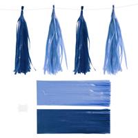 Creativ Company Tassels, afm 12x35 cm, 14 gr, blauw, lichtblauw, 12 stuk/ 1 doos - thumbnail