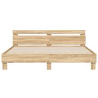 Bedframe met hoofdeinde en LED sonoma eikenkleurig 180x200 cm - thumbnail