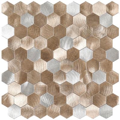 Zelfklevende Mozaïek Tegel - Afimera Hexagon Mix - Geborsteld Zilver - 291x286x4mm