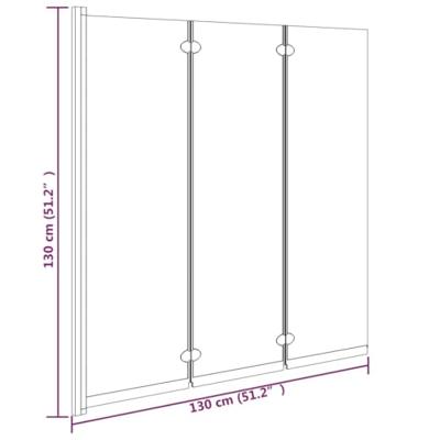 Douchewand inklapbaar 3 panelen 130x130 cm ESG zwart Douchewand inklapbaar 3 panelen 130x130 cm ESG zwart