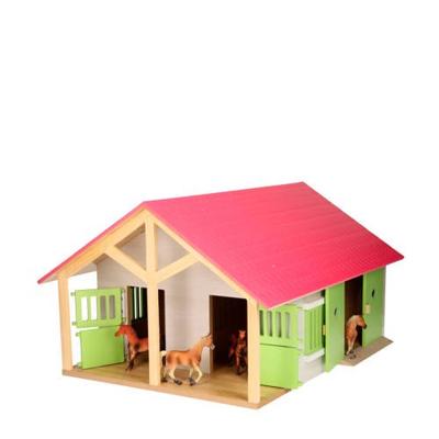 Kids Globe Paardenstal roze met 2 boxen en berging, 1:24 Kids Globe Paardenstal roze met 2 boxen en berging, 1:24