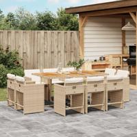 11-delige Tuinset met kussens poly rattan beige - thumbnail