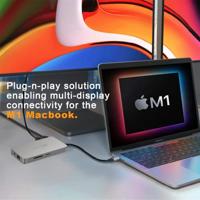 HYPER HDM1H laptop dock & poortreplicator USB 3.2 Gen 1 (3.1 Gen 1) Type-C Roestvrijstaal - thumbnail