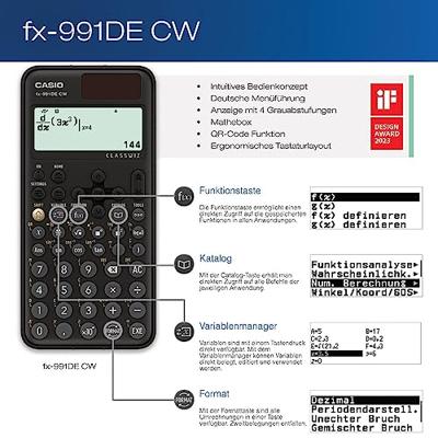 Casio wetenschappelijke rekenmachine FX-991DECW, Duitstalige versie