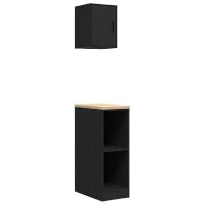 VidaXL Garagekasten 2 st spaanplaat zwart