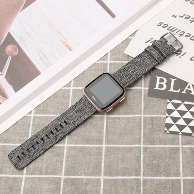 Canvas nylon bandje Fitbit Versa 1 / 2 & Lite- Grijs - thumbnail