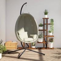 Hangstoel met standaard stof en staal beige - thumbnail
