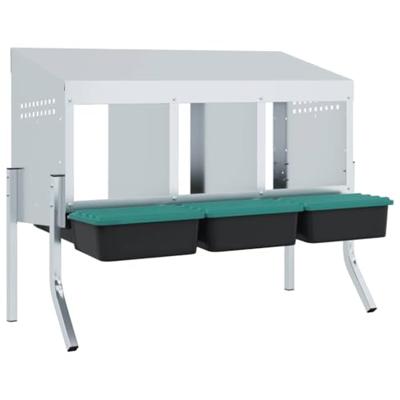 Kippennestkast 3 compartimenten met poten gegalvaniseerd staal