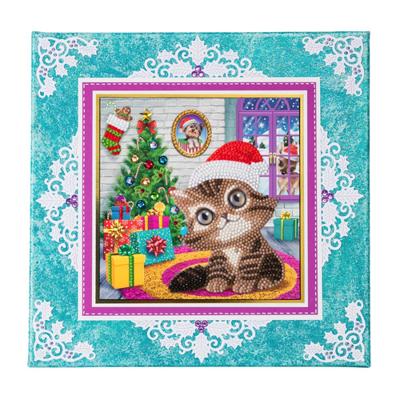 Brandunit Diamond painting - kerstkaart van een kitten