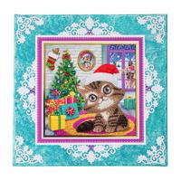 Brandunit Diamond painting - kerstkaart van een kitten - thumbnail